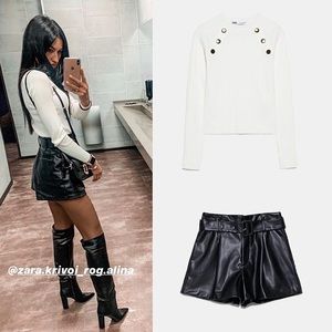 Zara Ribbed White Gold Long sleeve Sweater
